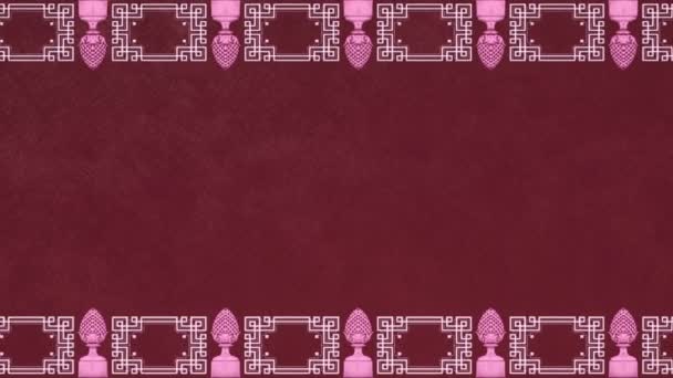 装飾的なヴィンテージアンティークの花のバロック装飾 ルネサンスレトロな勝利のエレガントなフレーム 国境と王室のダマスクの背景 ピンクの紙の結婚式の愛クリスマステンプレート 美しいグリーティングカード — ストック動画