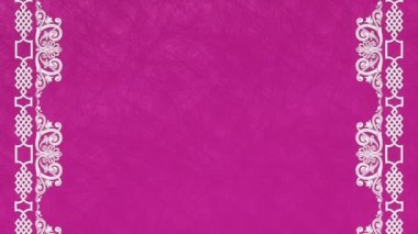 Dekoratif antika klasik barok süsü, Rönesans Viktorya dönemi zarif çerçevesi, sınırlı kraliyet kumaşı arka planı, yaz aşkı doğa bayramı pembe şablonu, mor bahar tebrik kartı.
