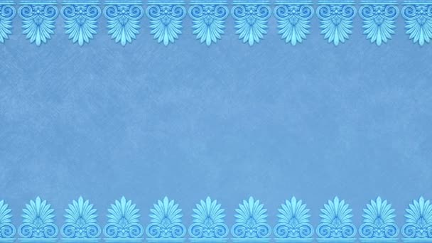 コピースペース ルネッサンスレトロフレーム 空のモックアップ付きの休日の招待状 クリスマス冬の青いテンプレート 美しいきれいなグリーティングカードを持つ装飾的な花のバロック民族の国境 — ストック動画