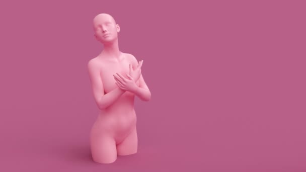 Modern Minimal Trendy Surreal Render Illustration Posing Attractive Mannequin Model — Stock Video