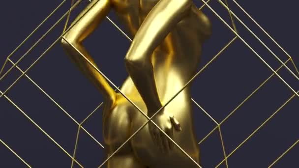 Современные Минимальные Модные Сюрреалистические Рендеринг Иллюстрации Позируя Привлекательный Манекен Модели — стоковое видео