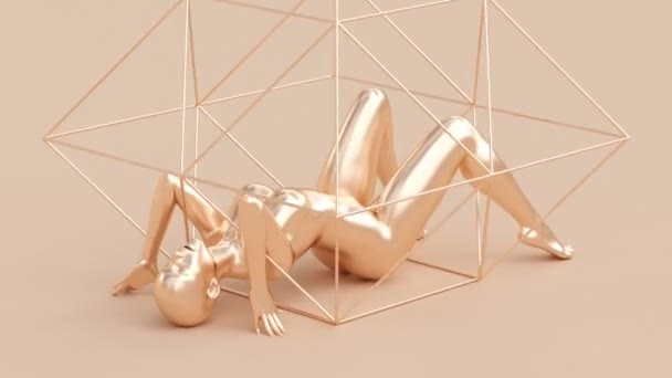 Nowoczesne Minimal Modne Surrealistyczne Renderowania Ilustracji Pozowanie Atrakcyjny Model Manekina — Wideo stockowe