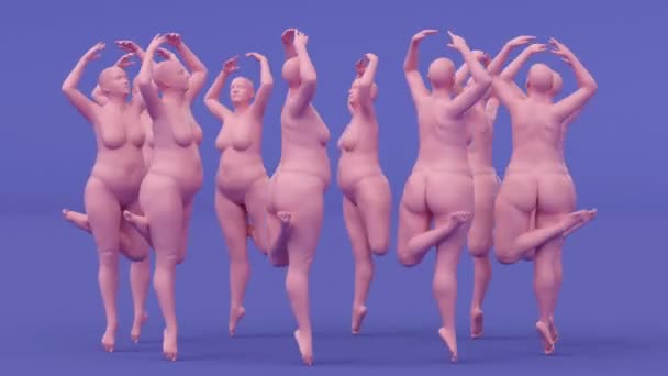 Modern minimal trendy surreal 3d render illustration, posing attractive mannequin model, human young character statue, fat overweight big size thick nude woman, unhealthy diet, control weight problem.