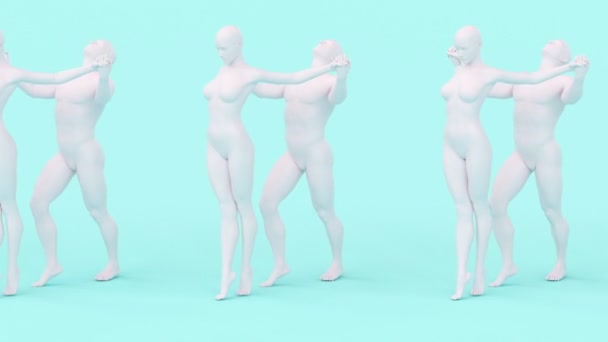 Figura Posada Joven Desnuda Humana Elegante Estudio Renderizar Ilustración Moderna — Vídeos de Stock