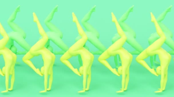 Human Naked Young Elegant Posing Figure Studio Render Modern Illustration — Stock Video