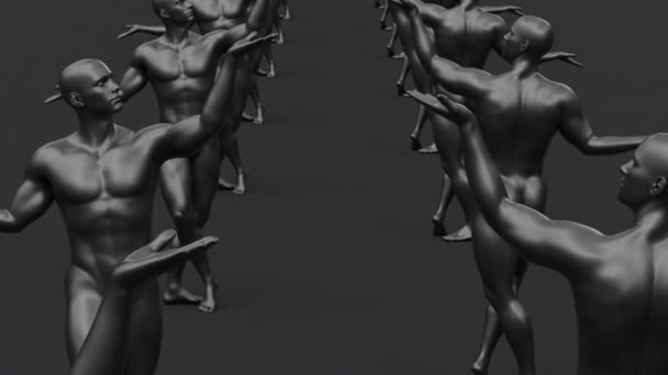 Ανθρώπινο Γυμνό Νέος Κομψό Ποζάρουν Φιγούρα Στούντιο Καθιστούν Σύγχρονη Εικόνα — Αρχείο Βίντεο