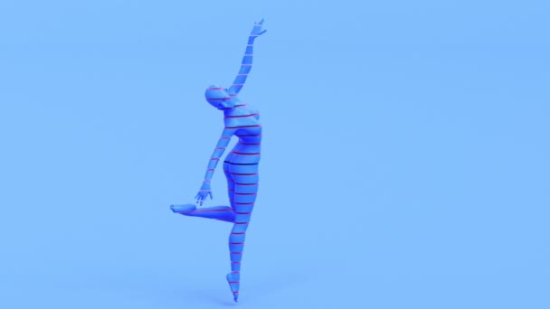 人間の裸の若いエレガントなポーズ図 スタジオの3Dレンダリング現代的なイラスト 抽象的なアートモーションデザインアニメーション ファッションマネキンの姿勢の肖像画 ダンスの柔軟性 バランスの取れたスライスされた女性 — ストック動画