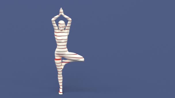 人間の裸の若いエレガントなポーズ図 スタジオ3Dレンダリング現代的なイラスト 抽象的なアートモーションデザインアニメーション ファッションマネキンの姿勢の肖像画 スライスされたスリムな女性 ヨガやフィットネス運動 — ストック動画