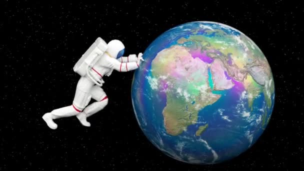 Astronauta Surrealista Cosmonauta Astronauta Traje Espacial Fondo Galáctico Cósmico Ciencia — Vídeos de Stock