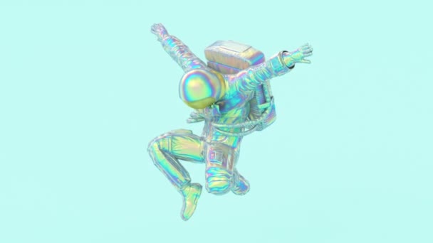 Surrealistisk Holografisk Astronaut Eller Kosmonaut Eller Rymdman Rymddräkt Futuristisk Sci — Stockvideo