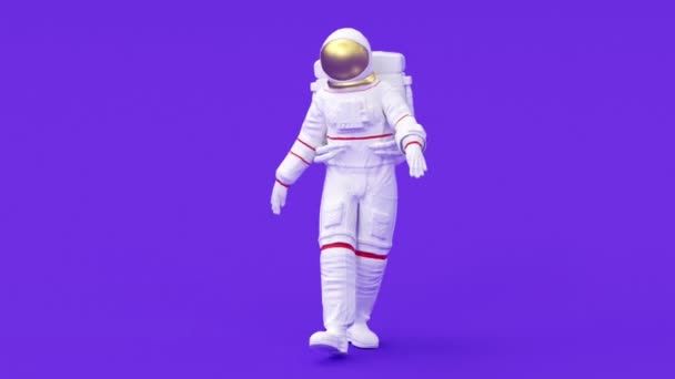 Astronauta Surreal Andando Cosmonauta Astronauta Terno Espacial Futurista Sci Fundo — Vídeo de Stock