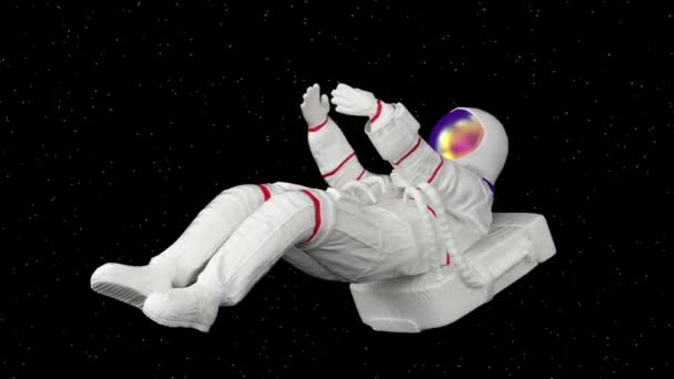 Surrealistisk Träning Astronaut Eller Kosmonaut Eller Rymdman Rymddräkt Futuristiska Sci — Stockvideo