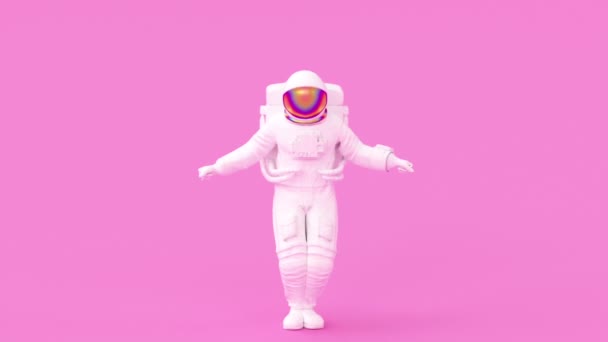 Σουρεαλιστικό Άλμα Αστροναύτης Κοσμοναύτης Αστροναύτης Στο Διαστημικό Κοστούμι Φουτουριστικό Sci — Αρχείο Βίντεο