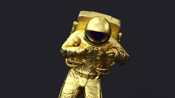 Astronauta Baile Surrealista Cosmonauta Astronauta Traje Espacial Fondo Galáctico Cósmico — Vídeo de stock