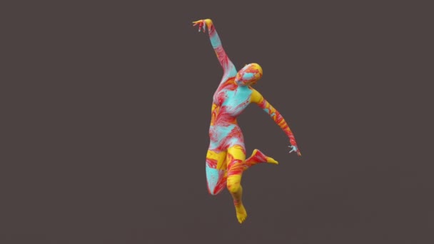 Довольно Привлекательная Элегантная Женщина Текстурой Акварельной Краски Визуализации Анимации Молодая — стоковое видео