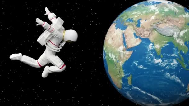 Astronot Surealis Atau Kosmonot Atau Angkasawan Dalam Pakaian Ruang Angkasa — Stok Video