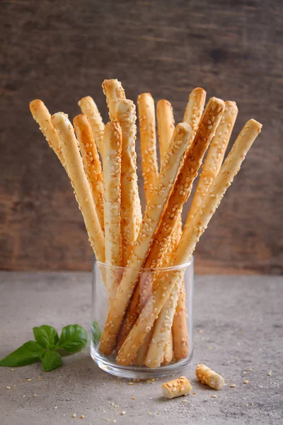 Stock image Grissini sticks. Traditional italian bread sticks with sesame seeds