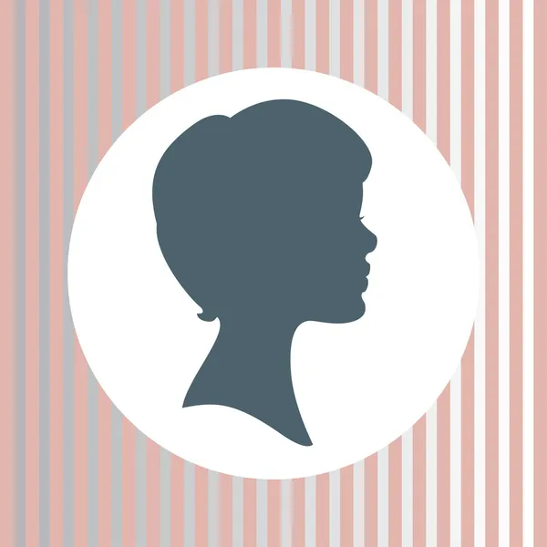 Silueta vectorial de perfil facial de mujer en estilo retro . — Vector de stock