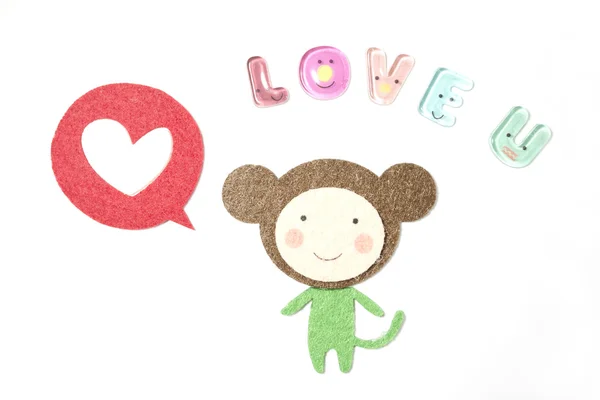 Scimmia cartone animato dicendo ti amo — Foto Stock