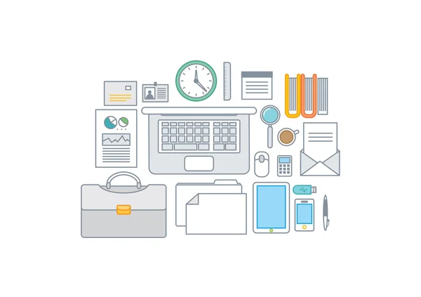 Simple line illustration of a modern business concept set — Stock Photo, Image