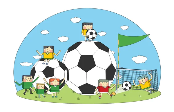 Soccer concept line character design — Stok fotoğraf