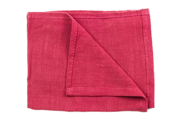 Nappe Lin Coton Cuisine Couleur Rouge Isolé Sur Fond Blanc — Photo