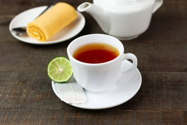 Bergamot Thee Earl Grey Thee Wit Kopje Vers Bergamot Fruit — Stockfoto