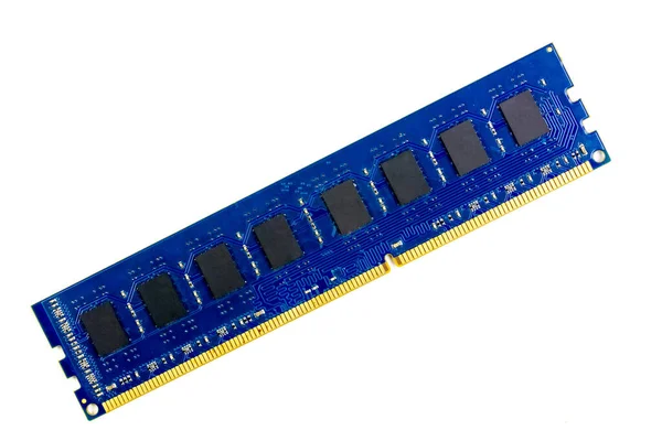 ランダムアクセスメモリまたはRamのためのパーソナルコンピュータ青の色は白の背景に隔離 — ストック写真