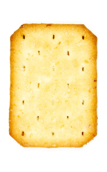 Single Biscuit Geïsoleerd Witte Achtergrond Bovenaanzicht — Stockfoto
