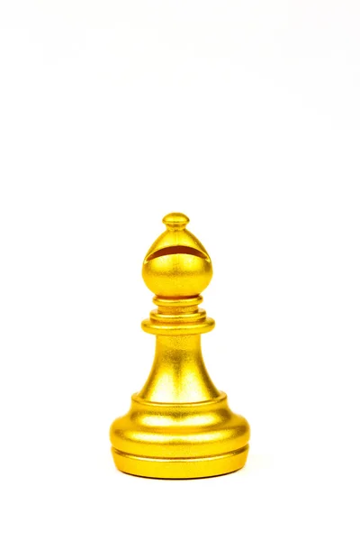 Gouden Schaakfiguur Geïsoleerd Witte Achtergrond Schaken Een Spel Van Oorlog — Stockfoto