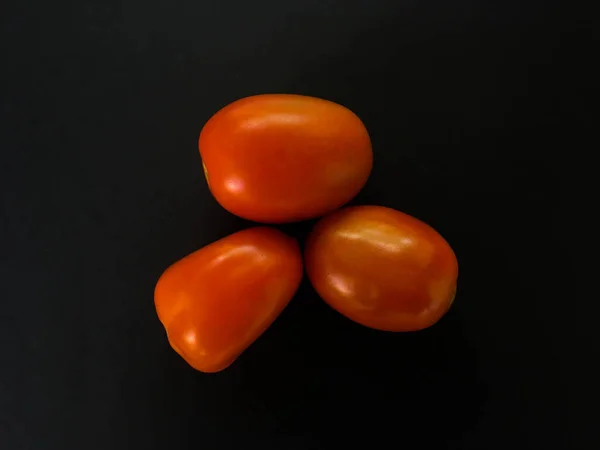 Tomates Naturales Sobre Fondo Oscuro Vista Superior Con Fondo Comida — Foto de Stock