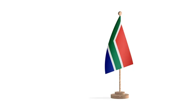 Beyaz Alan Arkaplan Görüntüsüne Sahip Güney Afrika Bayrak Direği — Stok fotoğraf