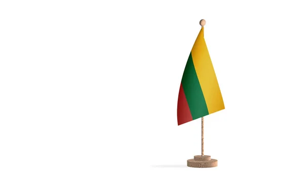 Λιθουανικό Κοντάρι Σημαίας Λευκό Φόντο — Φωτογραφία Αρχείου