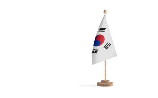 Jižní Korejský Vlajkový Stožár Bílým Prostorem Pozadí — Stock fotografie
