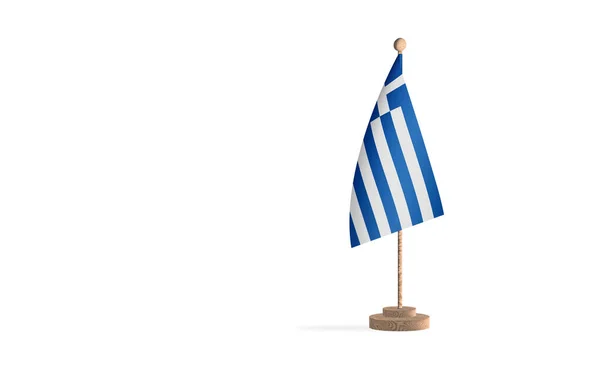 Grekland Flaggstång Med Vitt Utrymme Bakgrund Bild — Stockfoto