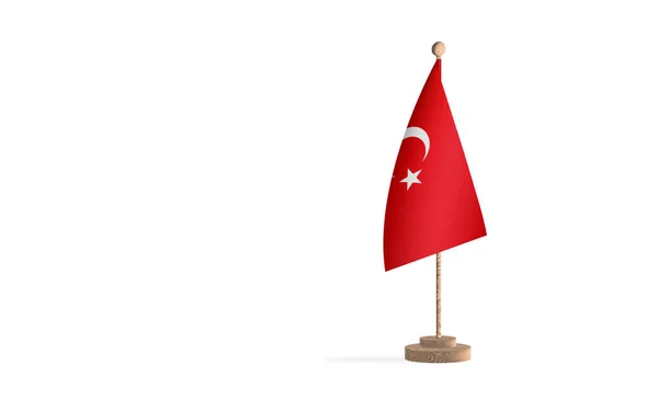 Turkije Vlaggenmast Met Witte Ruimte Achtergrond Afbeelding — Stockfoto