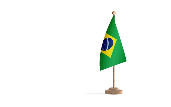 Βραζιλιάνικο Κοντάρι Σημαίας Λευκό Φόντο — Φωτογραφία Αρχείου