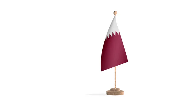 Flagpole Qatar Com Imagem Fundo Espaço Branco — Fotografia de Stock
