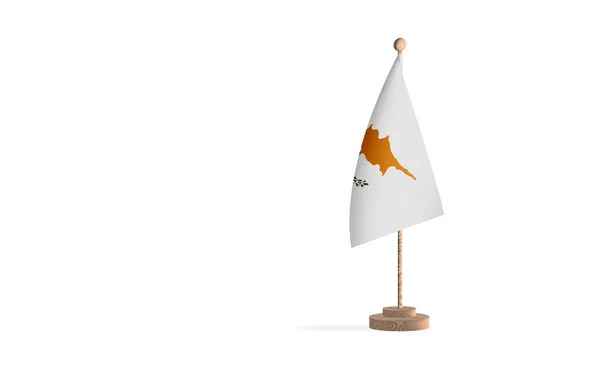 Κύπρος Κοντάρι Σημαίας Λευκό Φόντο Εικόνα — Φωτογραφία Αρχείου