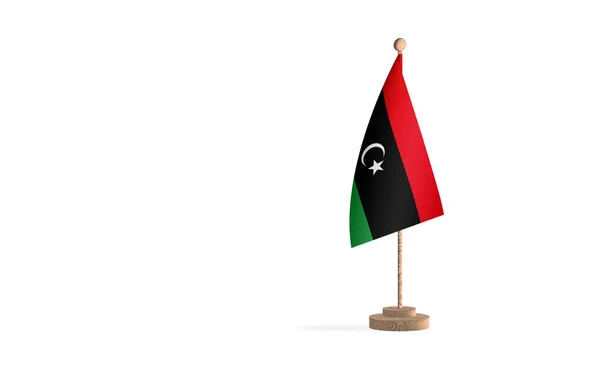 Libyjský Stožár Bílým Prostorem Pozadí — Stock fotografie