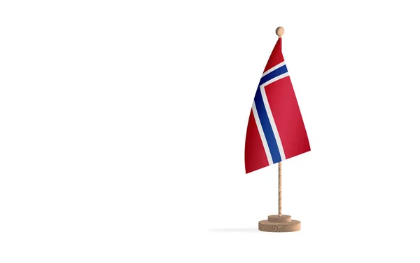 Beyaz Alan Arkaplan Resmine Sahip Norveç Bayrak Direği — Stok fotoğraf