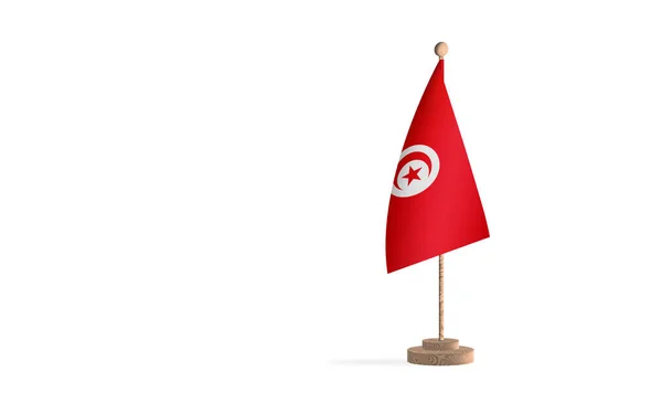 Tunísia Flagpole Com Imagem Fundo Espaço Branco — Fotografia de Stock