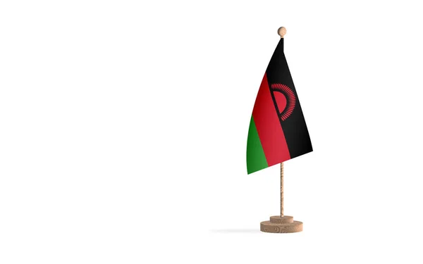 Malawi Zászlórúd Fehér Tér Háttér Kép — Stock Fotó