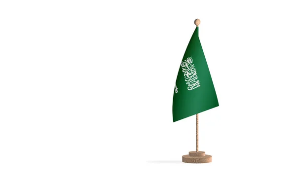 Arábia Saudita Flagpole Com Imagem Fundo Espaço Branco — Fotografia de Stock