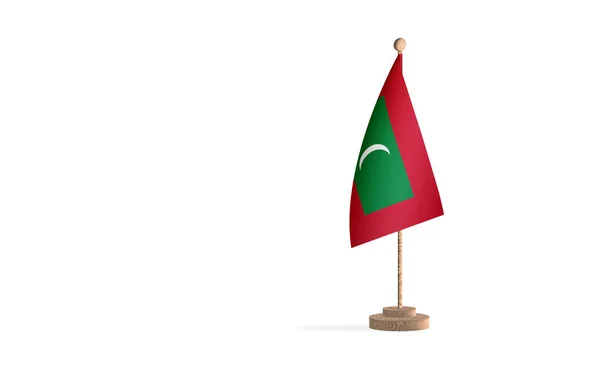 Bastón Bandera Maldivas Con Imagen Fondo Espacio Blanco — Foto de Stock