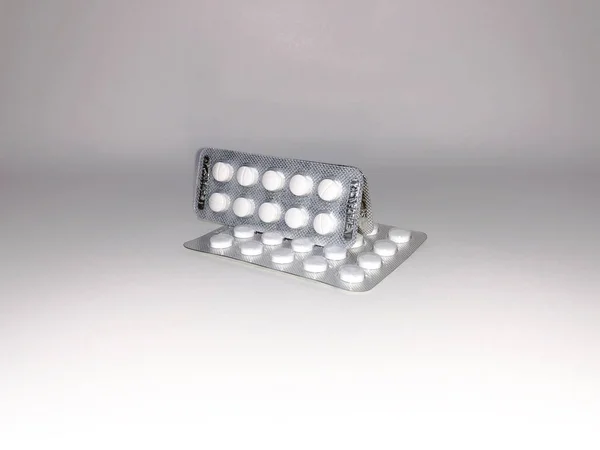 Set Medicine Pills Tablets Single White Background — Stock Fotó