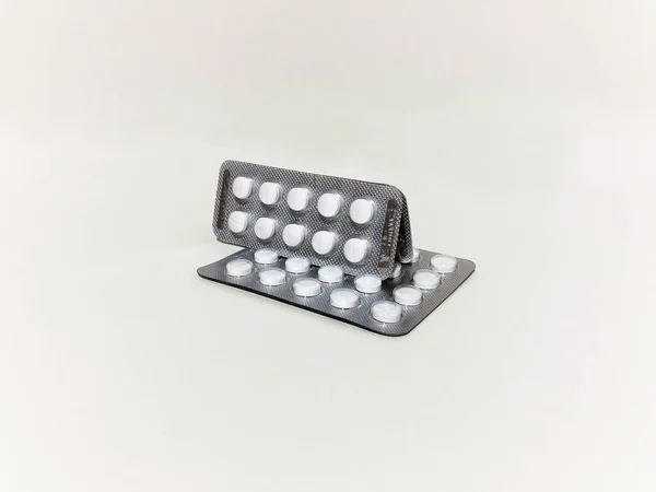 Set Medicine Pills Tablets Single White Background — Stock Fotó