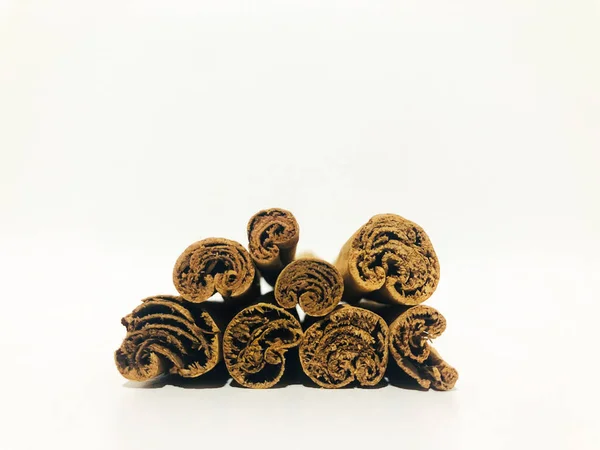 Fragrant Cinnamon Sticks White Background — Stockfoto