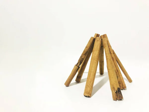 Fragrant Cinnamon Sticks White Background — Stockfoto