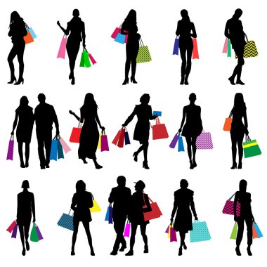alışveriş kadın siluetleri